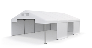 Skladový stan 8x18x3,5m střecha PVC 620g/m2 boky PVC 620g/m2 konstrukce POLÁRNÍ PLUS