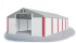 Garážový stan 4x6x2m střecha PVC 560g/m2 boky PVC 500g/m2 konstrukce ZIMA - Barva střešní plachty: Šedá, Barva boční plachty: Bílá, Barva svislých pruhů: Červená