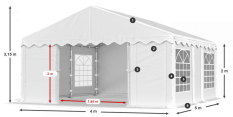 Párty stan 4x5x2m střecha PE 240g/m2 boky PE 240g/m2 konstrukce LÉTO