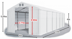 Skladový stan 6x12x4m střecha PVC 560g/m2 boky PVC 500g/m2 konstrukce ZIMA