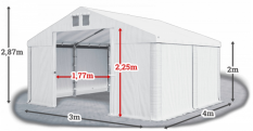 Skladový stan 3x4x2m střecha PVC 560g/m2 boky PVC 500g/m2 konstrukce LÉTO
