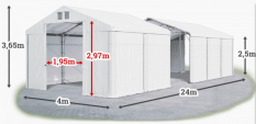Skladový stan 4x24x2,5m strecha PVC 560g/m2 boky PVC 500g/m2 konštrukcia POLÁRNA