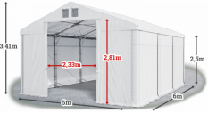 Skladový stan 5x6x2m střecha PVC 560g/m2 boky PVC 500g/m2 HALYSTANY.CZ