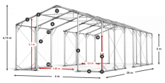 Skladový stan celoročný 4x20x3m nehorľavá plachta PVC 600g/m2 konštrukcia POLÁRNA