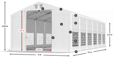 Párty stan 4x12x3,5m strecha PVC 620g/m2 boky PVC 620g/m2 konštrukcia ZIMA PLUS