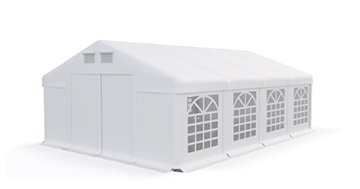 Párty stan 3x12x2m střecha PVC 560g/m2 boky PVC 500g/m2 konstrukce LÉTO - Barva střešní plachty: Bílá, Barva boční plachty: Šedá, Barva svislých pruhů: Červená Párty stan 3x12x2m střecha PVC 560g/m2 boky PVC 500g/m2 konstrukce LÉTO - Barva střešní plachty: Bílá, Barva boční plachty: Šedá, Barva svislých pruhů: Červená