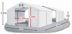 Skladový stan 5x18x2m střecha PVC 560g/m2 boky PVC 500g/m2 konstrukce LÉTO PLUS