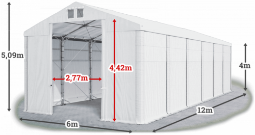 Skladový stan 6x12x4m strecha PVC 620g/m2 boky PVC 620g/m2 konštrukcia POLÁRNA