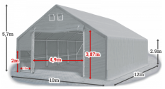 Skladová hala 10x12x3m střecha boky PVC 720 g/m2 konstrukce ARKTICKÁ