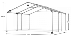 Párty stan 4x5x2m střecha PE 240g/m2 boky PE 240g/m2 konstrukce LÉTO