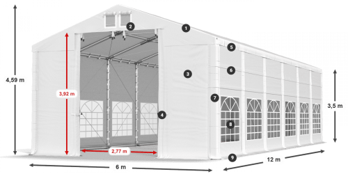 Párty stan 6x12x3,5m střecha PVC 620g/m2 boky PVC 620g/m2 konstrukce ZIMA PLUS Párty stan 6x12x3,5m střecha PVC 620g/m2 boky PVC 620g/m2 konstrukce ZIMA PLUS