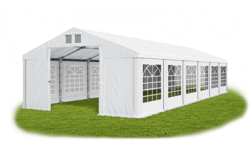 Párty stan 3x6x2m střecha PVC 560g/m2 boky PVC 500g/m2 konstrukce LÉTO - Barva střešní plachty: Bílá, Barva boční plachty: Bílá, Barva svislých pruhů: Bílá