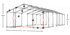 Skladový stan celoroční 8x80x2m nehořlavá plachta PVC 600g/m2 konstrukce ZIMA PLUS