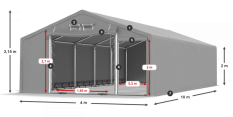 Skladový stan 4x10x2m nehorľavá plachta PVC 600g/m2 konštrukcia LETO PLUS
