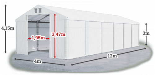 Skladový stan 6x12x3m strecha PVC 560g/m2 boky PVC 500g/m2 konštrukcia ZIMA