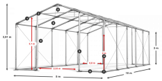 Skladový stan celoročný 5x10x3m nehorľavá plachta PVC 600g/m2 konštrukcia ZIMA PLUS