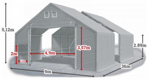 Skladová hala 9x36x3m strecha boky PVC 720 g/m2 konštrukcia ARKTICKÁ