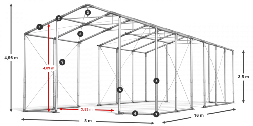 Párty stan 8x16x3,5m střecha PVC 620g/m2 boky PVC 620g/m2 konstrukce ZIMA PLUS Párty stan 8x16x3,5m střecha PVC 620g/m2 boky PVC 620g/m2 konstrukce ZIMA PLUS