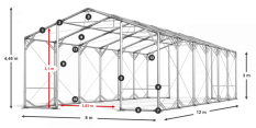 Skladový stan celoroční 8x12x3m nehořlavá plachta PVC 600g/m2 konstrukce POLÁRNÍ PLUS