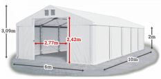 Skladový stan 6x10x2m střecha PVC 560g/m2 boky PVC 500g/m2 konstrukce ZIMA PLUS