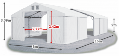 Skladový stan 6x16x2m střecha PVC 560g/m2 boky PVC 500g/m2 konstrukce POLÁRNÍ