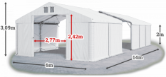 Skladový stan 6x14x2m střecha PVC 620g/m2 boky PVC 620g/m2 konstrukce POLÁRNÍ