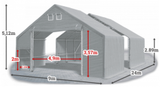 Skladová hala 9x24x3m střecha boky PVC 720 g/m2 konstrukce ARKTICKÁ