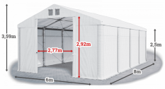 Skladový stan 6x8x2,5m strecha PVC 560g/m2 boky PVC 500g/m2 konštrukcie ZIMA PLUS