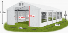 Párty stan 5x10x2m střecha PE 240g/m2 boky PE 240g/m2 konstrukce LÉTO