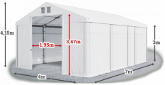 Skladový stan 4x7x3m strecha PVC 580g/m2 boky PVC 500g/m2 konštrukcia ZIMA