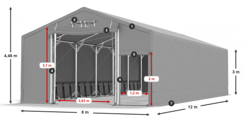 Skladový stan celoročný 8x12x3m nehorľavá plachta PVC 600g/m2 konštrukcia POLÁRNA PLUS Skladový stan celoročný 8x12x3m nehorľavá plachta PVC 600g/m2 konštrukcia POLÁRNA PLUS