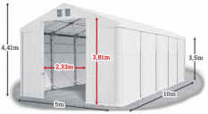 Skladový stan 5x10x3,5m strecha PVC 560g/m2 boky PVC 500g/m2 konštrukcia POLÁRNA