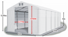 Skladový stan 6x10x4m strecha PVC 560g/m2 boky PVC 500g/m2 konštrukcia ZIMA
