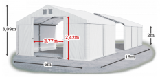 Skladový stan 6x16x2m strecha PVC 560g/m2 boky PVC 500g/m2 konštrukcie LETO PLUS