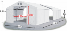 Skladový stan 5x14x2m strecha PVC 620g/m2 boky PVC 620g/m2 konštrukcia POLÁRNA