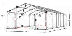 Skladový stan celoroční 5x10x2m nehořlavá plachta PVC 600g/m2 konstrukce POLÁRNÍ