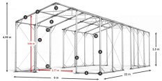 Skladový stan 6x22x3,5m strecha PVC 580g/m2 boky PVC 500g/m2 konštrukcia POLÁRNA