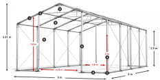 Skladový stan celoročný 5x8x2,5m nehorľavá plachta PVC 600g/m2 konštrukcia ZIMA PLUS