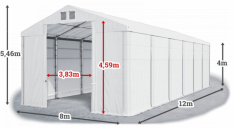 Skladový stan 8x12x4m strecha PVC 560g/m2 boky PVC 500g/m2 konštrukcia ZIMA