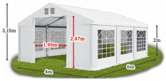Párty stan 4x6x2m střecha PVC 560g/m2 boky PVC 500g/m2 konstrukce ZIMA