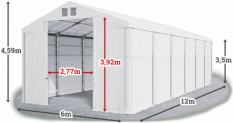 Skladový stan 6x12x3,5m strecha PVC 620g/m2 boky PVC 620g/m2 konštrukcia ZIMA