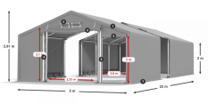 Skladový stan celoroční 5x22x2m nehořlavá plachta PVC 600g/m2 konstrukce ZIMA PLUS