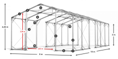 Skladový stan 8x15x3m střecha PVC 620g/m2 boky PVC 620g/m2 konstrukce POLÁRNÍ