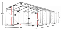 Skladový stan celoročný 6x20x3m nehorľavá plachta PVC 600g/m2 konštrukcia POLÁRNA