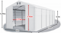Garážový stan 6x10x3,5m střecha PVC 560g/m2 boky PVC 500g/m2 konstrukce ZIMA