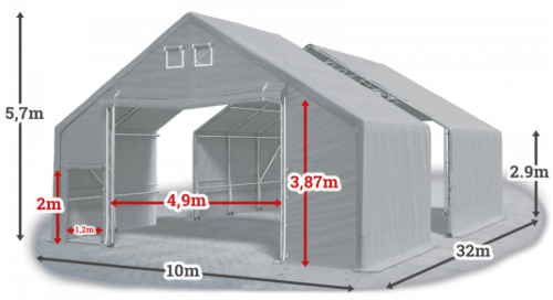 Skladová hala 10x32x3m střecha boky PVC 720 g/m2 konstrukce ARKTICKÁ Skladová hala 10x32x3m střecha boky PVC 720 g/m2 konstrukce ARKTICKÁ