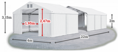 Skladový stan 4x22x2m střecha PVC 620g/m2 boky PVC 620g/m2 konstrukce POLÁRNÍ