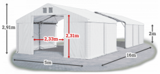 Skladový stan 5x16x2m střecha PVC 560g/m2 boky PVC 500g/m2 konstrukce POLÁRNÍ