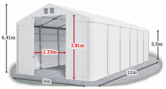 Skladový stan 5x12x3,5m strecha PVC 560g/m2 boky PVC 500g/m2 konštrukcia ZIMA