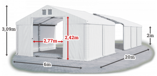 Skladový stan 6x20x2m strecha PVC 560g/m2 boky PVC 500g/m2 konštrukcie LETO PLUS Skladový stan 6x20x2m strecha PVC 560g/m2 boky PVC 500g/m2 konštrukcie LETO PLUS